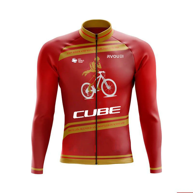 Cube Team Breathable Long Sleeve Men Cycling Jersey Set MTB Bike Clothing Autumn Bicycle Clothes