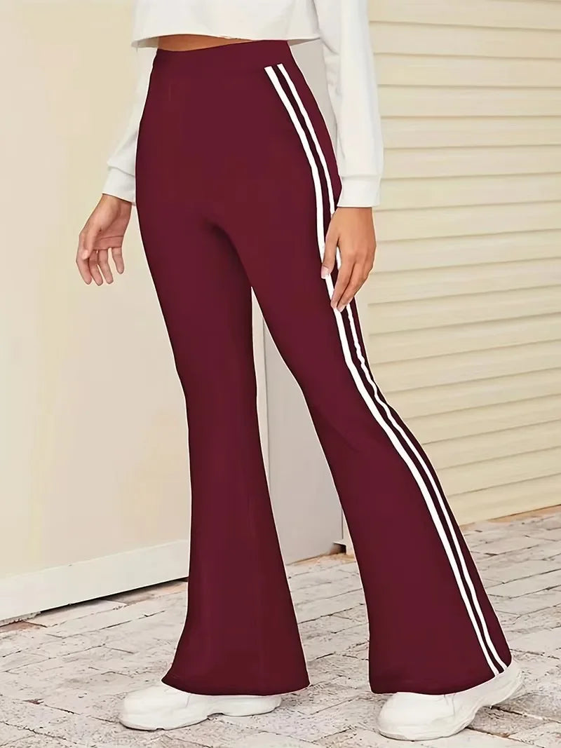 1Pcs Striped Yoga Pant Black Red Women' Elastic Soft Pants Yoga Pants Flared Pants Sports Pants Fitness Sports Flare Pants