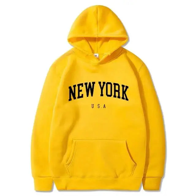 Men / Women New York U.S.A City Hoodies Fashion Letter Printed Graphic Sweatshirts Loose Casual Harajuku Hooded Pullover Sportwear