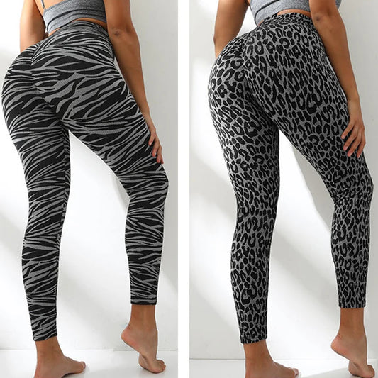 Seamless Leggings High Waist Women's Pants Hip-lifting Sexy Leopard Elastic GYM Sport Tights Fitness Workout Yoga Bottoms