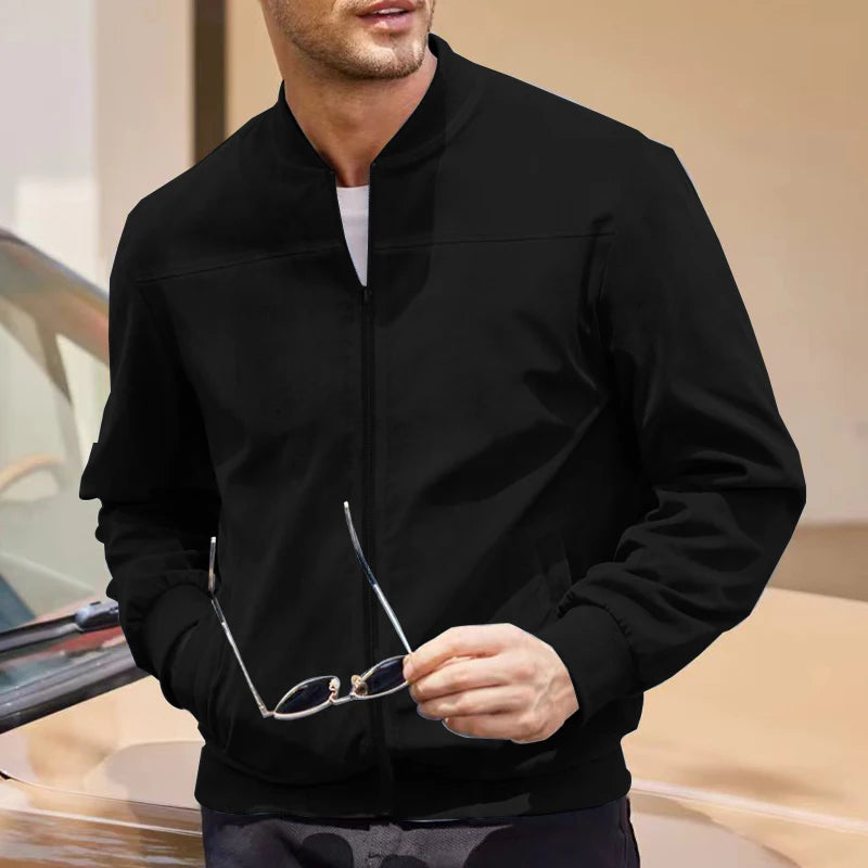 Stylish Men's Vintage Long Sleeve Zip-Up Baseball Collar Sports Jacket - Water-Resistant Breathable