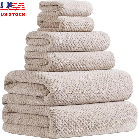 Super Soft Microfiber Bath Towels Set 6 Piece Quick Dry Extra Large Absorbent Shower Towels Daily Use