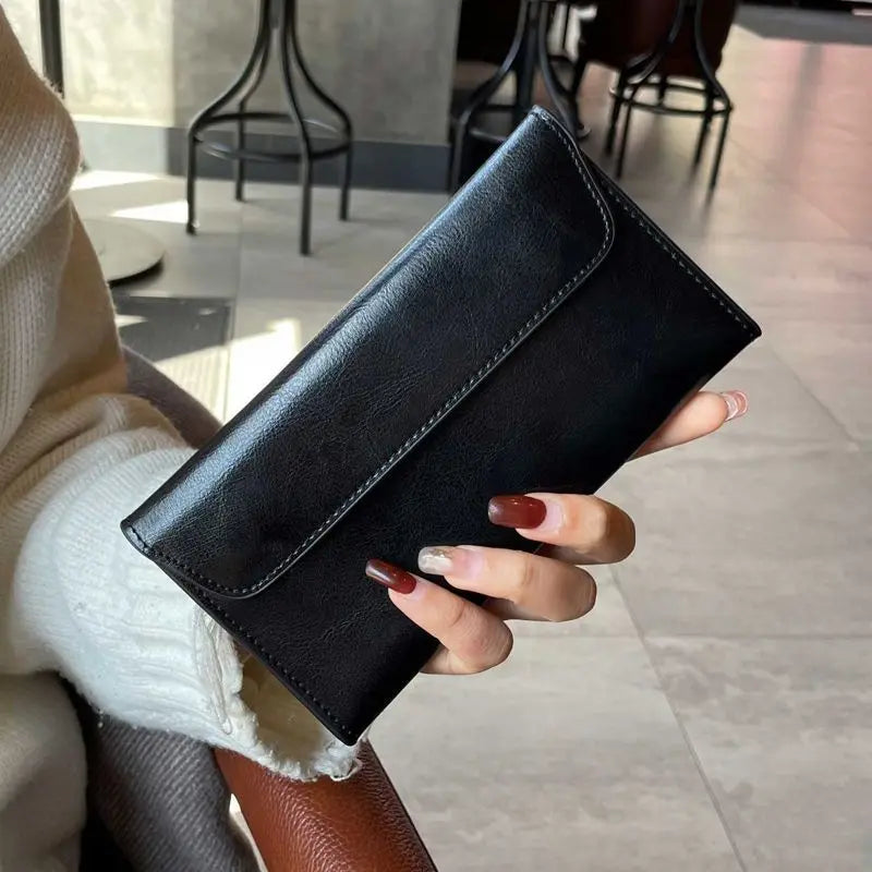 Leather large capacity ultra-thin long wallet, stylish and simple multifunctional handbag, Women Wallet