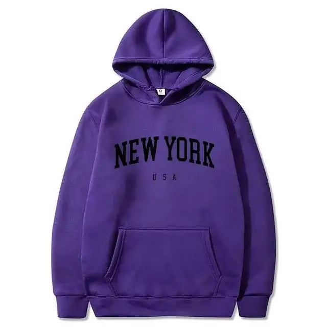 Men / Women New York U.S.A City Hoodies Fashion Letter Printed Graphic Sweatshirts Loose Casual Harajuku Hooded Pullover Sportwear