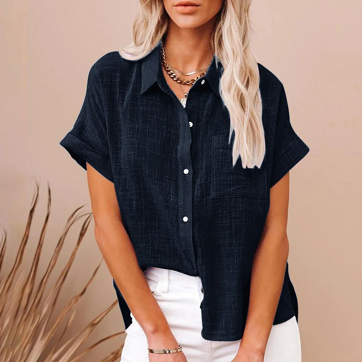 Short Sleeve Tops Tee Women Blouses Summer Loose Ladies T-Shirts Cotton Linen Blouse Woman Clothing Casual T Shirt