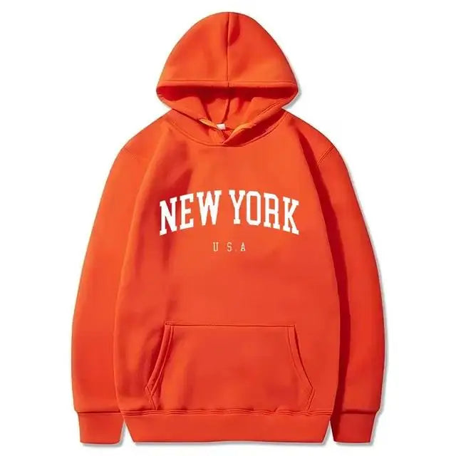 Men / Women New York U.S.A City Hoodies Fashion Letter Printed Graphic Sweatshirts Loose Casual Harajuku Hooded Pullover Sportwear