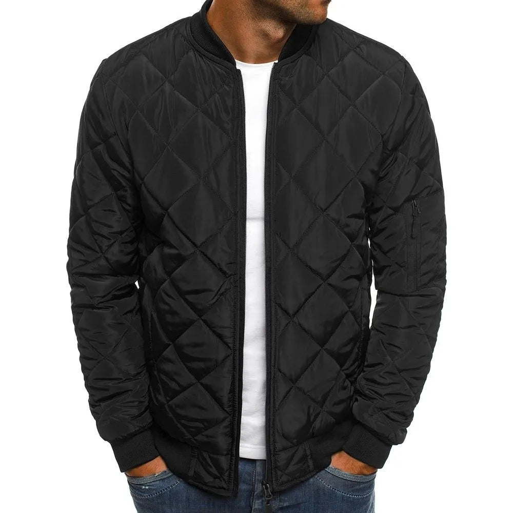 Men's Cotton Jacket Stand Collar Long Sleeve, Autumn- Winter New Arrival Casual Wear Zipper Closure Regular Length Coat for Men