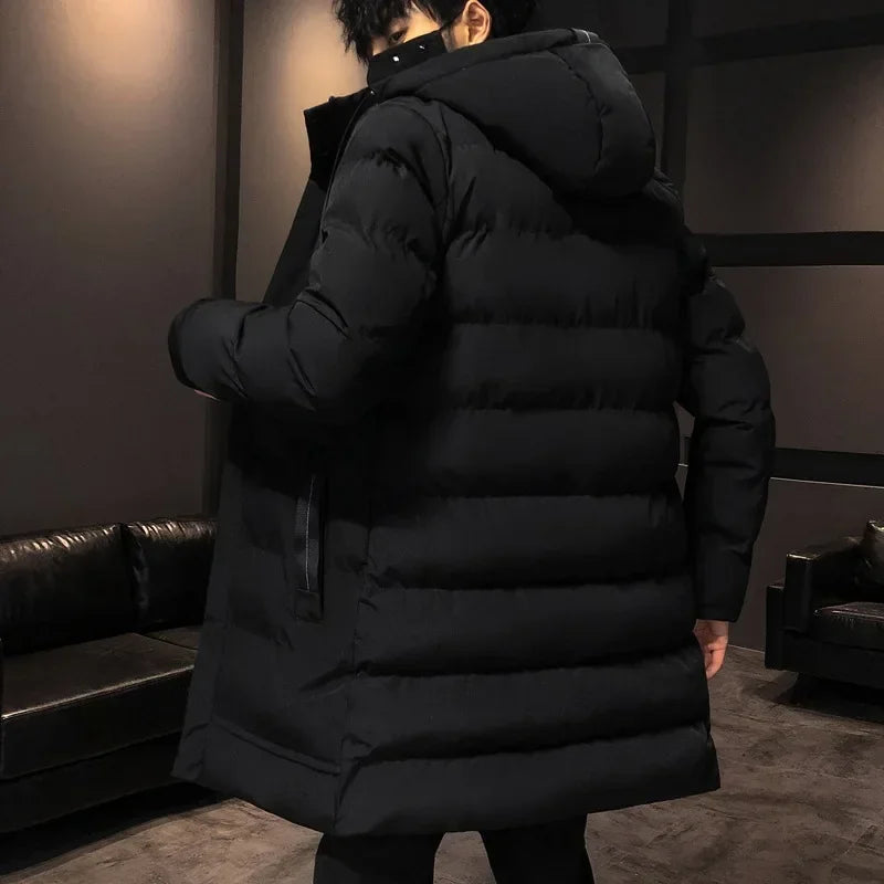 Men's Winter Thickened Mid-Length Cotton Jacket Anti-Cold Donated Military Cotton Coat Winter Sports Student Training Coat