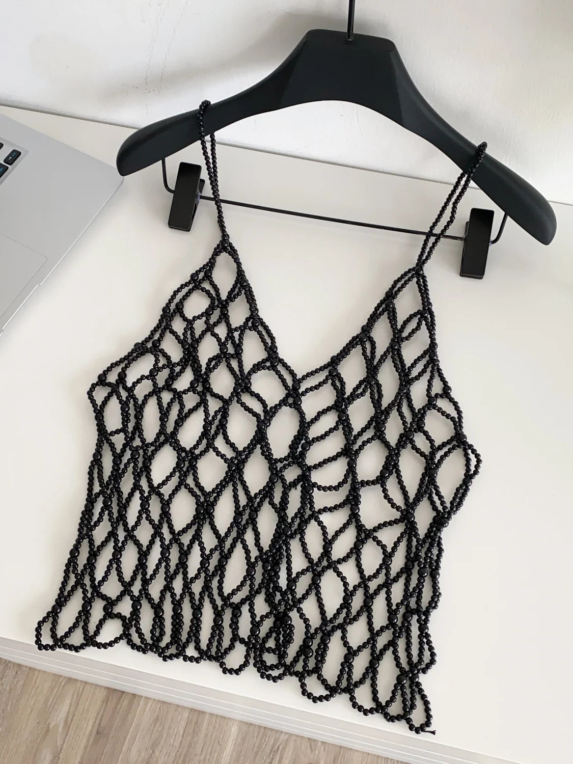 Summer Pearl Design Women's Tank Top Vest Heavy Work Strap Hollow out Outerwear Elegant Lady Style Casual Wear Polyester ...