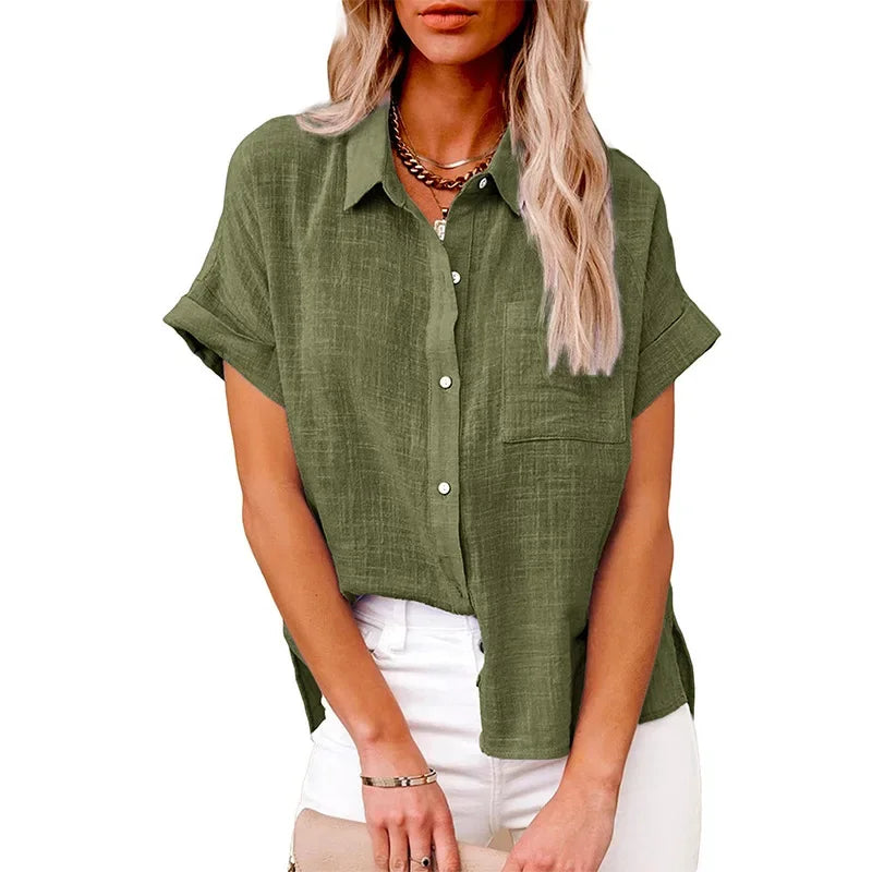Short Sleeve Tops Tee Women Blouses Summer Loose Ladies T-Shirts Cotton Linen Blouse Woman Clothing Casual T Shirt