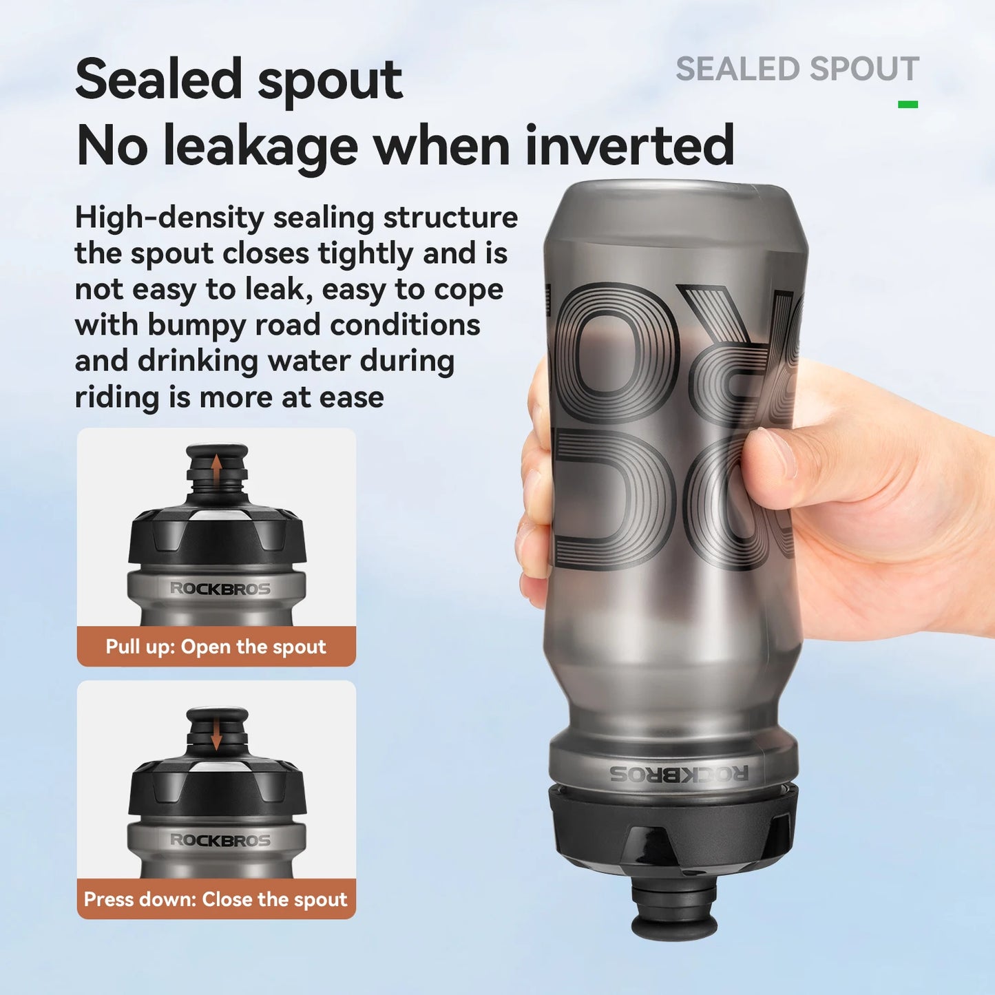 Water Bottle 600/750ml Large-Capacity PP5 Lightweight Cycling Sports Drink Kettle Leak-proof Squeeze Water Bottle