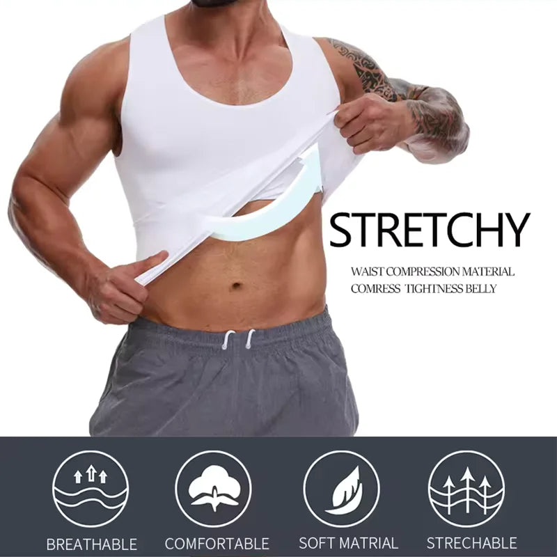 Men Body Shaper Slimming Compression Vest Undershirt Seamless Waist Trainer Tank Top Belly Control Workout Weight Loss Shapewear