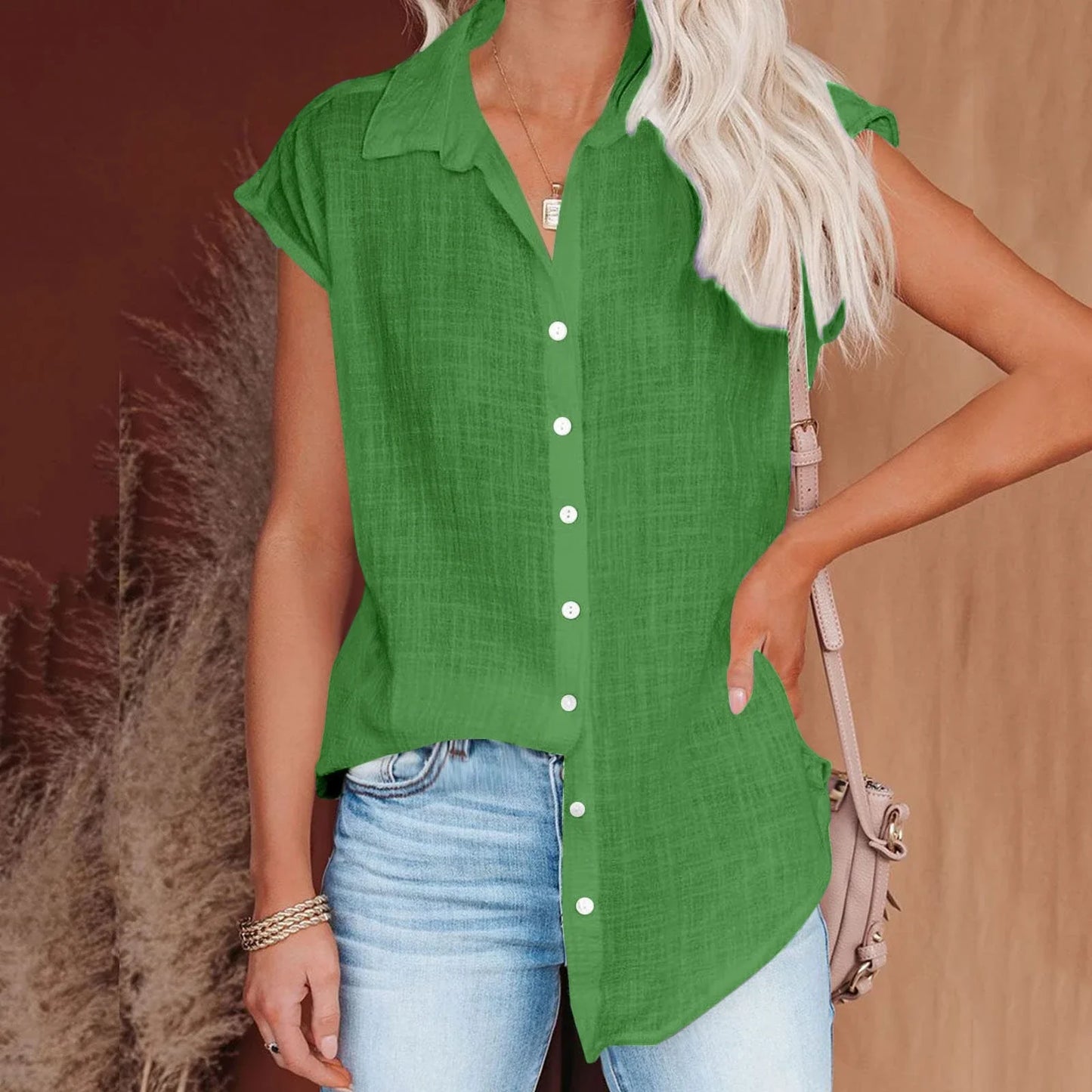 Cotton Linen Shirt Ladies Tops Tee Casual Thin Loose Woman T Shirt Summer Short Sleeve Solid T-Shirts Women Clothing Blouses