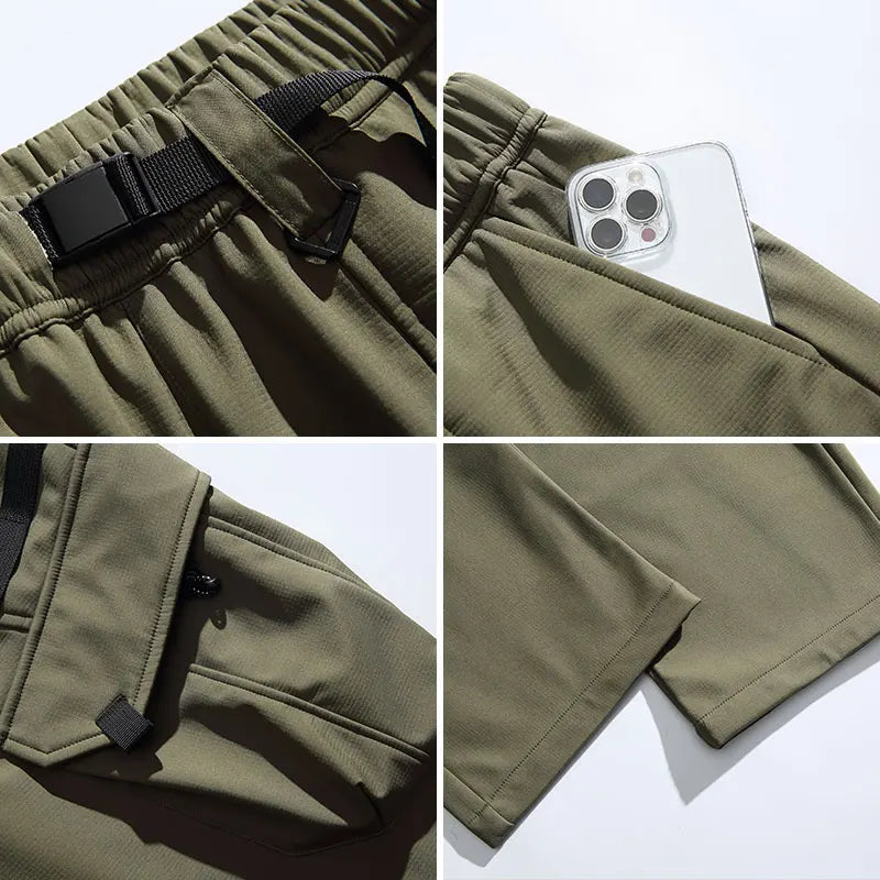 Winter Hiking Pants Men Outdoor Fleece Waterproof Windproof Mountaineering Trousers With Belt Large Pocket Camping Trekking Pant