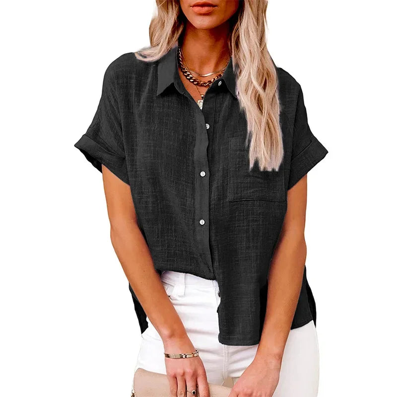 Short Sleeve Tops Tee Women Blouses Summer Loose Ladies T-Shirts Cotton Linen Blouse Woman Clothing Casual T Shirt