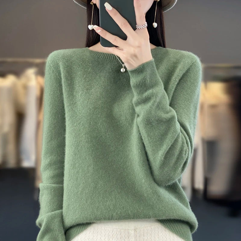 Fall/winter 2026 new cashmere sweater women's sweater 100% merino wool fashion O-neck Spring/Autumn warm pullover