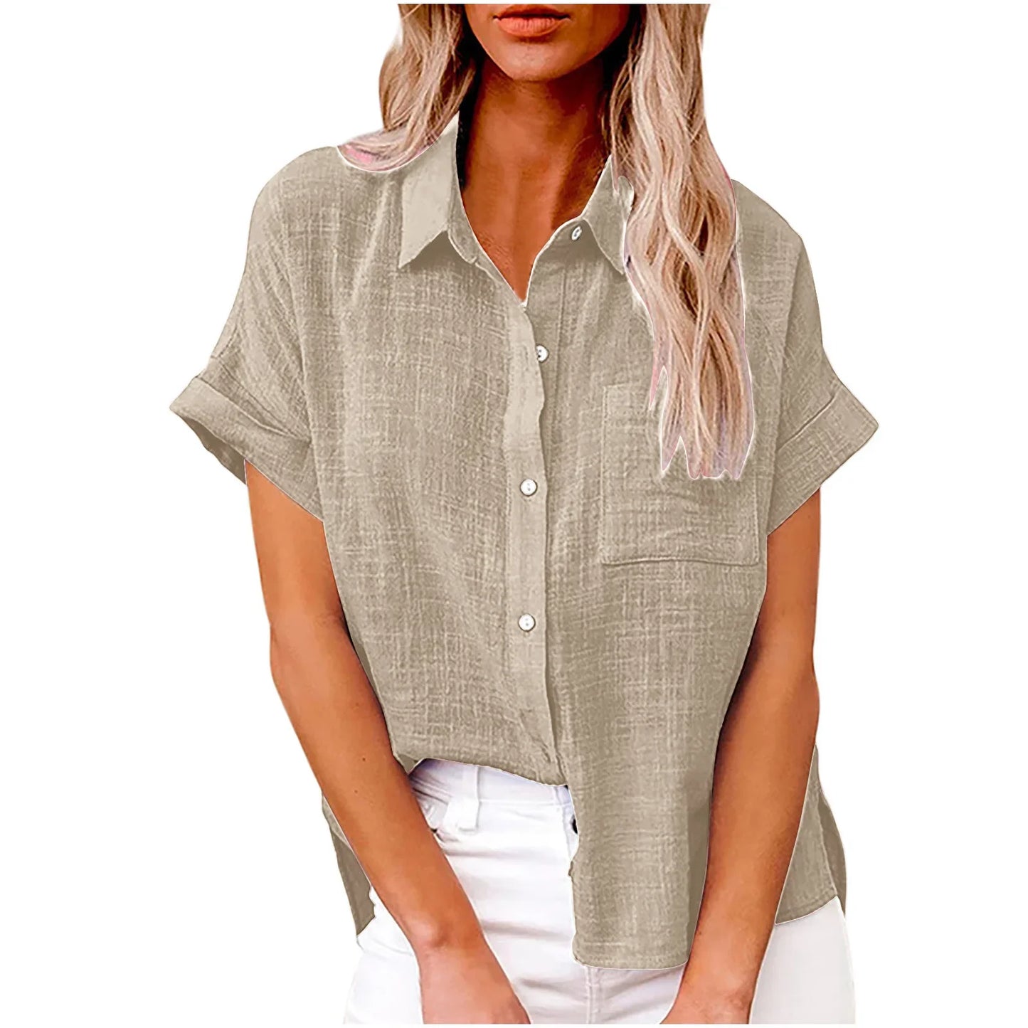 Short Sleeve Tops Tee Women Blouses Summer Loose Ladies T-Shirts Cotton Linen Blouse Woman Clothing Casual T Shirt