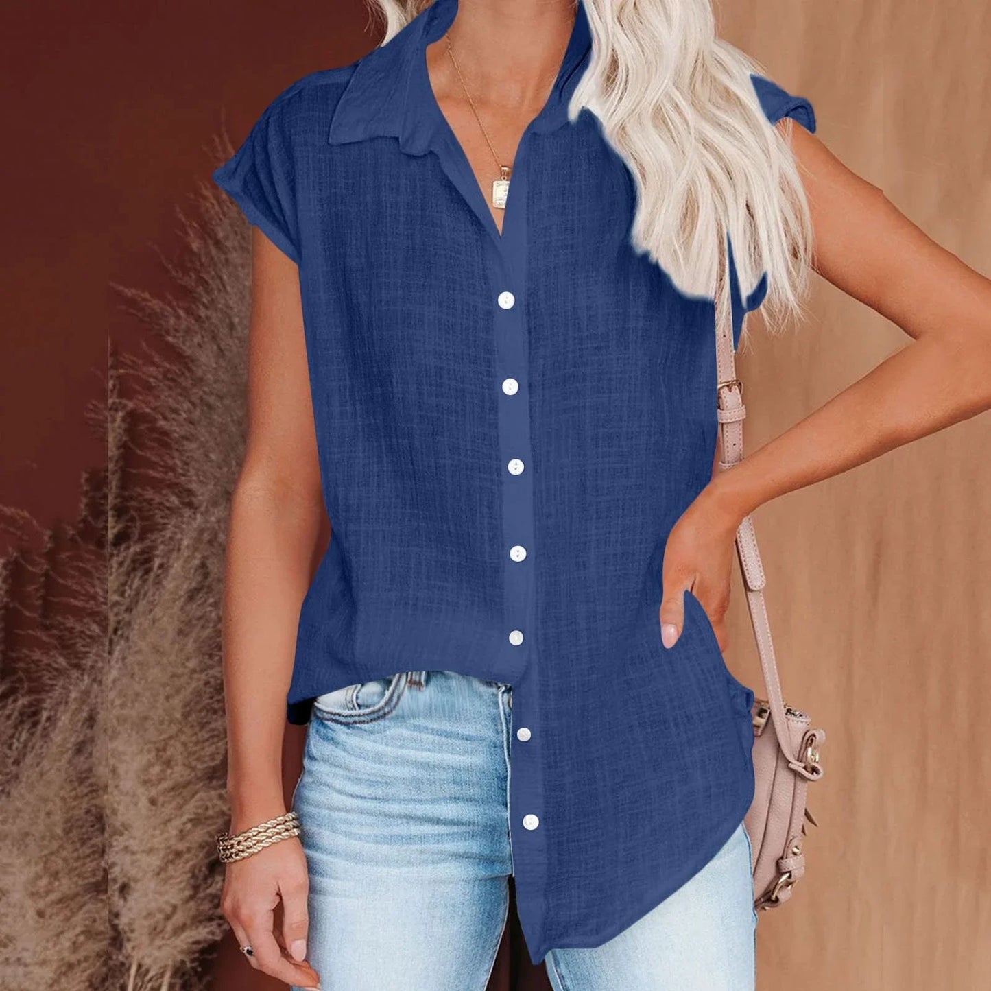 Cotton Linen Shirt Ladies Tops Tee Casual Thin Loose Woman T Shirt Summer Short Sleeve Solid T-Shirts Women Clothing Blouses