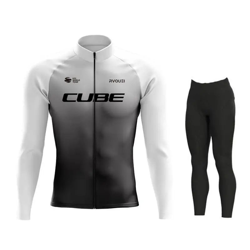Breathable Team Long Sleeve Cycling Jersey Set Bib Pants  Bicycle Clothing MTB Bike Uniform Men Clothes