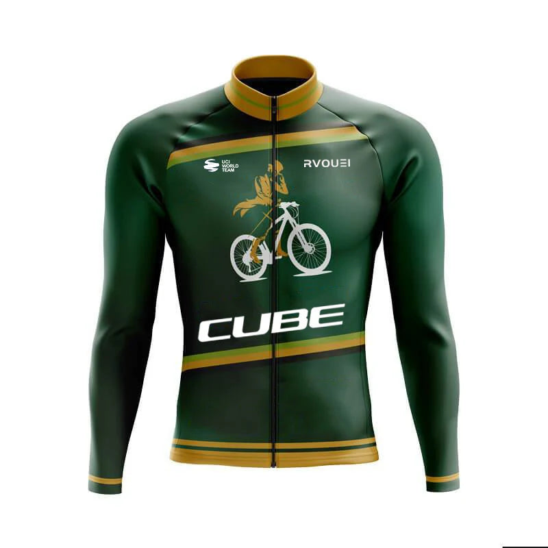 Cube Team Breathable Long Sleeve Men Cycling Jersey Set MTB Bike Clothing Autumn Bicycle Clothes