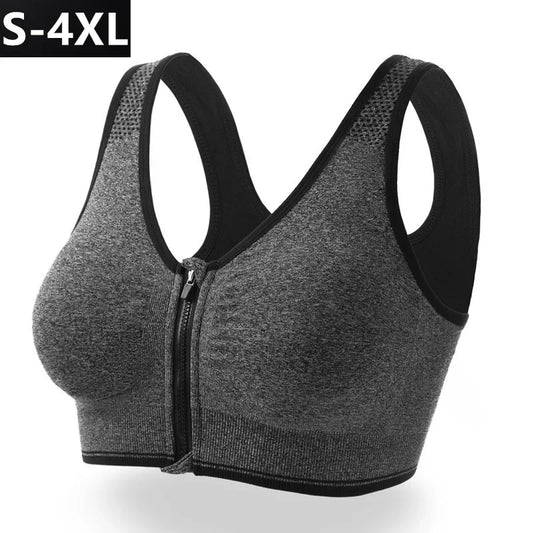 Front Zip Sports Bra Top Push Up Yoga Bra Anti-shock Non-steel Ring Running Tank Top Fitness Yoga Underwear Female Bralette