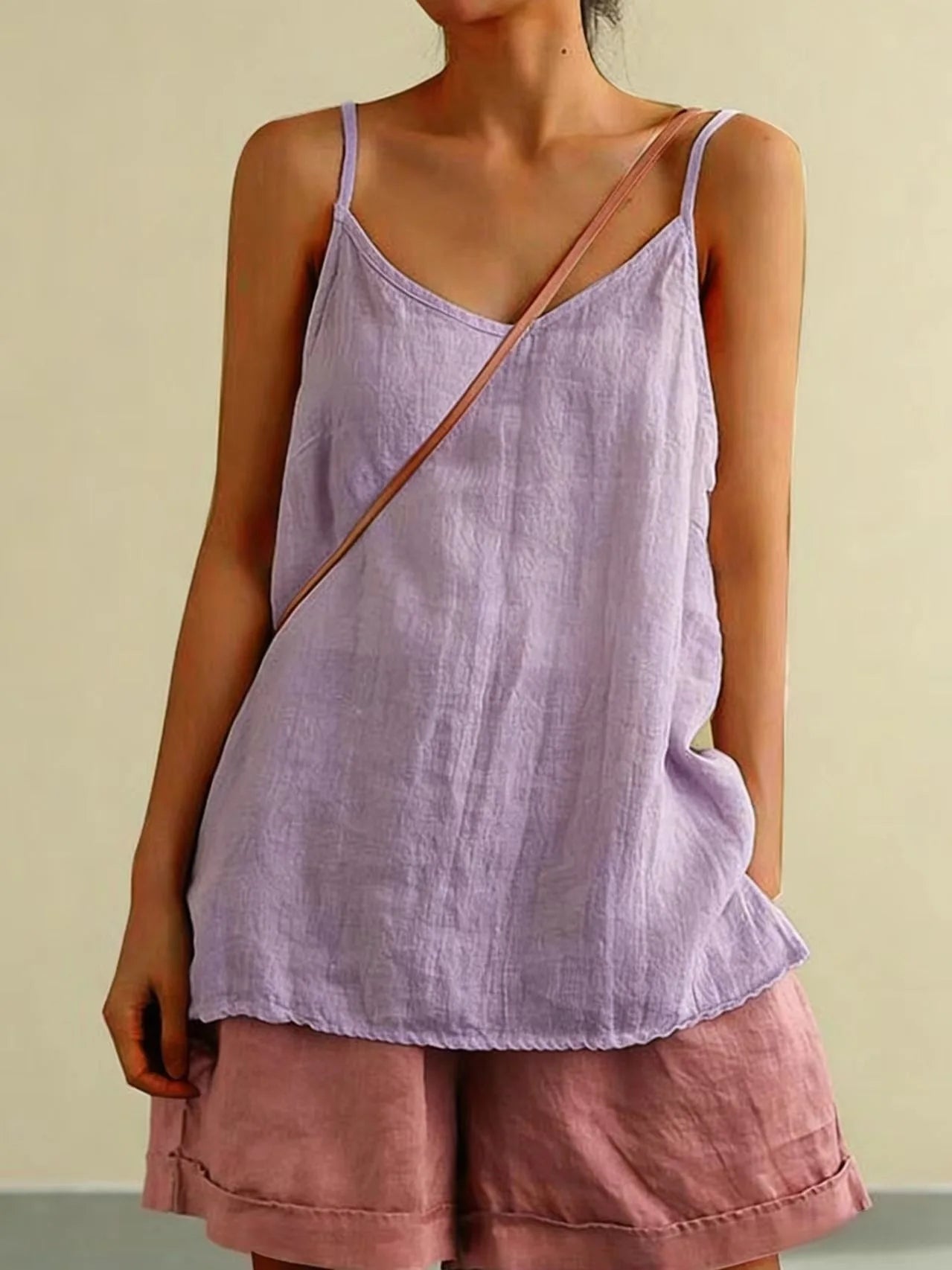 Women's Summer Thin Cotton Linen Style Camisole Fashion Sling Tops T-shirt Women Clothing Casual Tank Top Streetwear