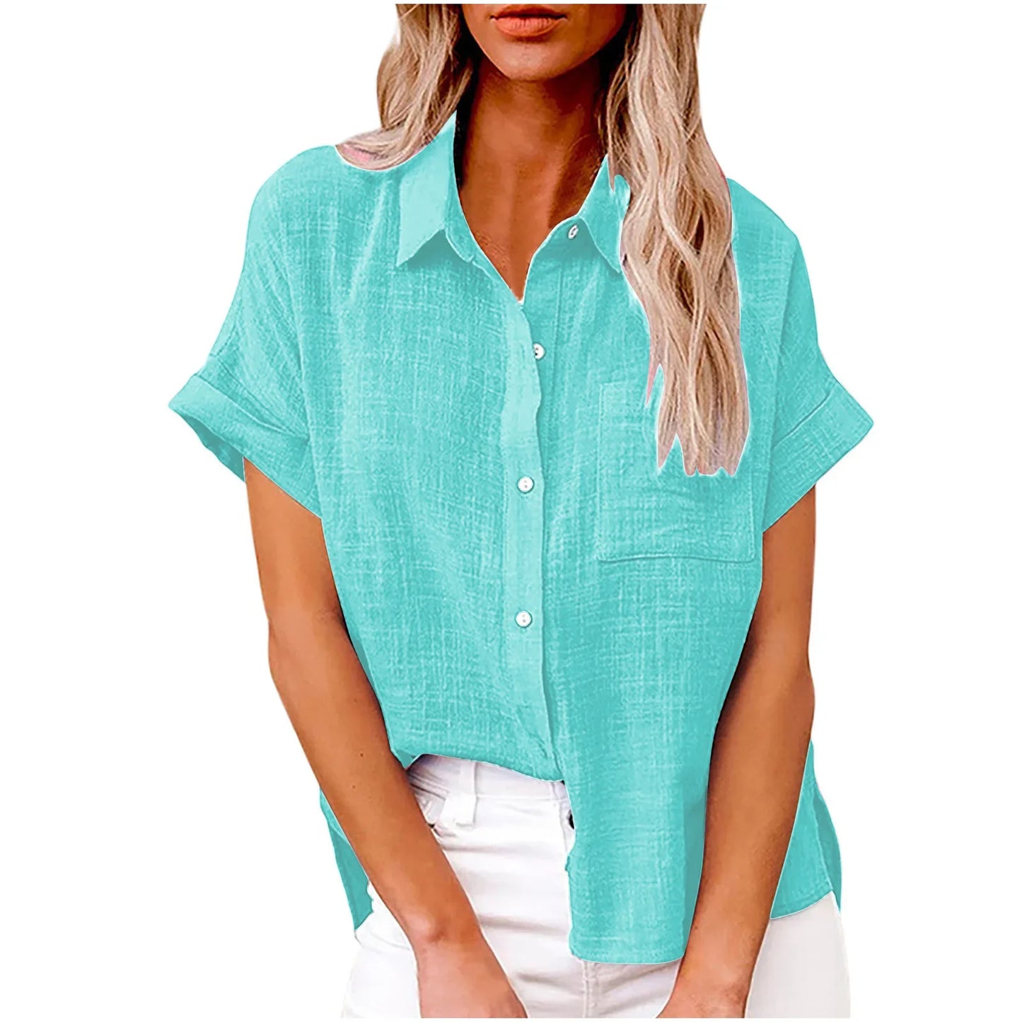 Short Sleeve Tops Tee Women Blouses Summer Loose Ladies T-Shirts Cotton Linen Blouse Woman Clothing Casual T Shirt