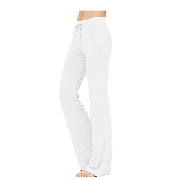 Women Leggings Wide Leg Flare Pants With Pockets Drawstring Sports Trousers High Waist Flared Yoga Leggings Fitness Running Jogg