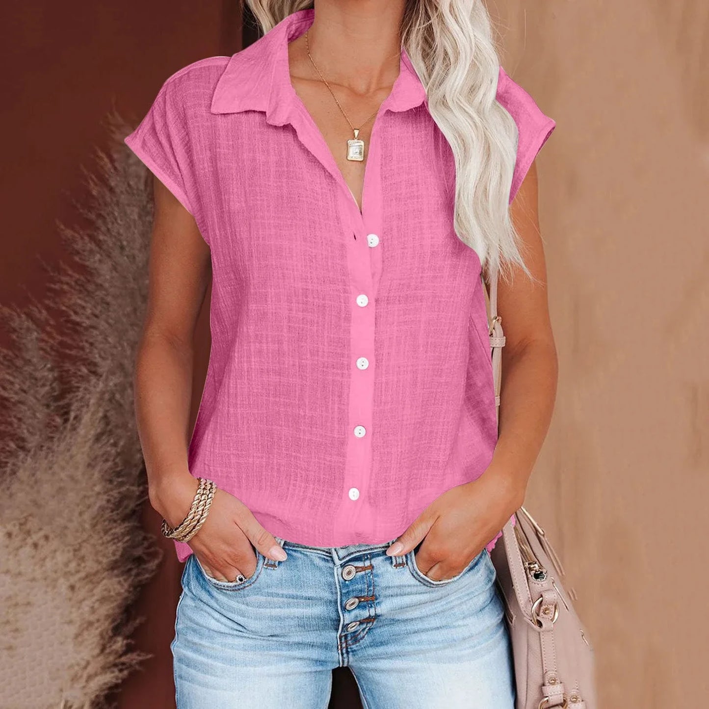 Cotton Linen Shirt Ladies Tops Tee Casual Thin Loose Woman T Shirt Summer Short Sleeve Solid T-Shirts Women Clothing Blouses