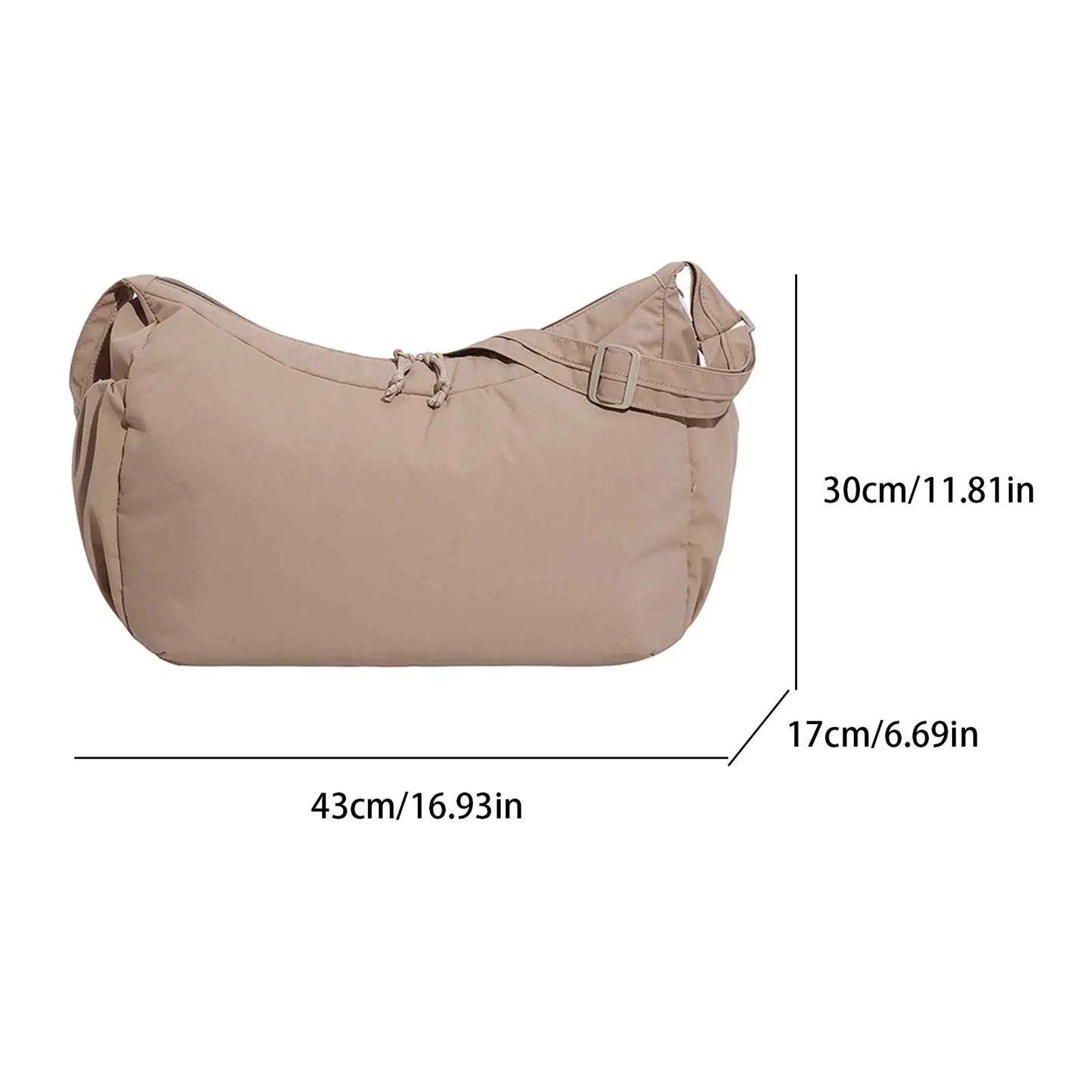 Women Nylon Crescent Shoulder Bag Large Capacity Retro Hobo Handbag Zipper Underarm Purses for Travel Shopping Work Daily Use