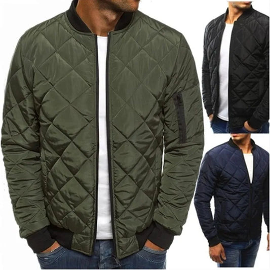 Men's Cotton Jacket Stand Collar Long Sleeve, Autumn- Winter New Arrival Casual Wear Zipper Closure Regular Length Coat for Men