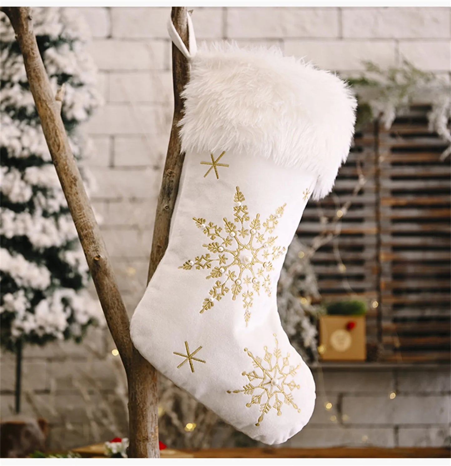 Christmas Stocking Multiple Styles Snowflake Tree Ornament Festive Holiday Christmas Home Decor Collectible Gift Hanging