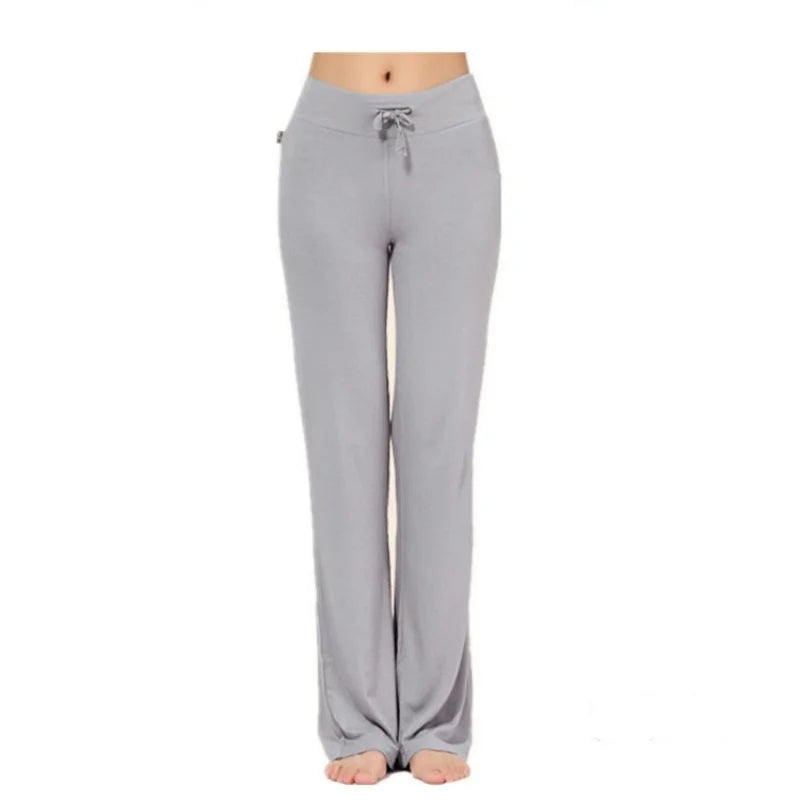 Women Leggings Wide Leg Flare Pants With Pockets Drawstring Sports Trousers High Waist Flared Yoga Leggings Fitness Running Jogg