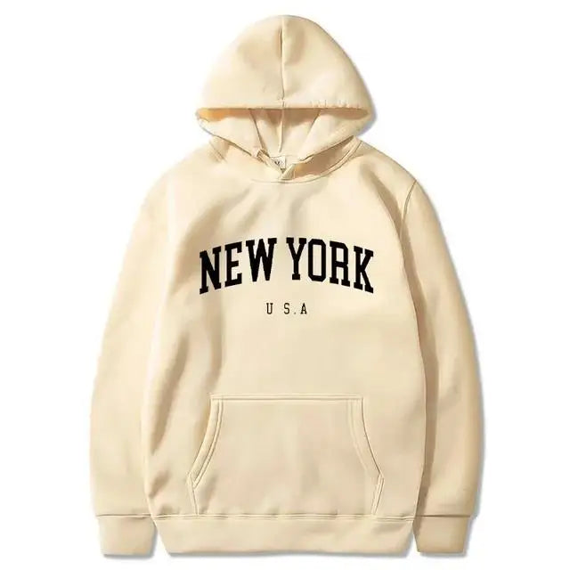 Men / Women New York U.S.A City Hoodies Fashion Letter Printed Graphic Sweatshirts Loose Casual Harajuku Hooded Pullover Sportwear