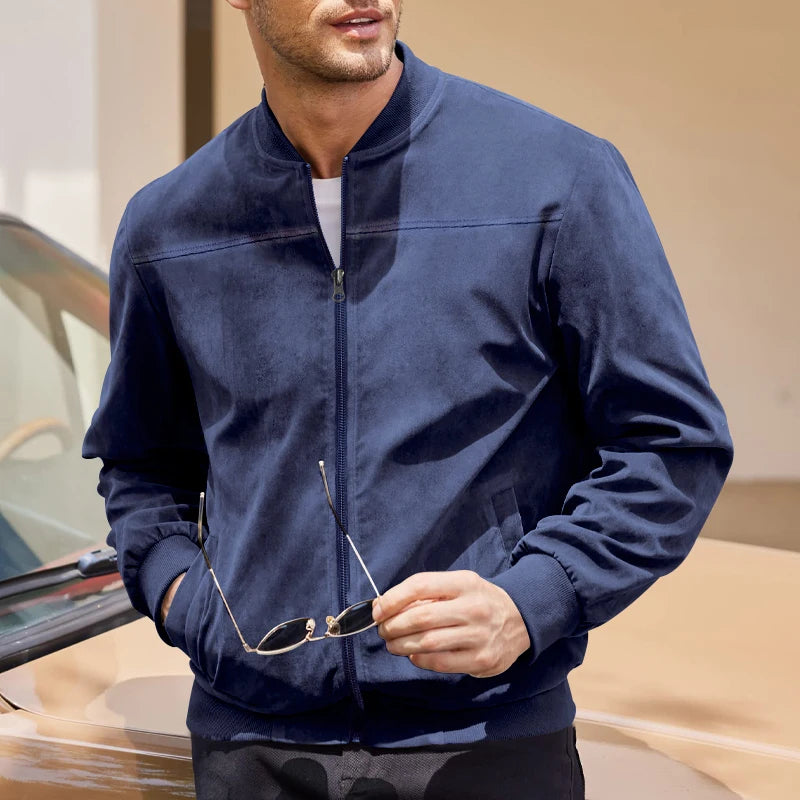 Stylish Men's Vintage Long Sleeve Zip-Up Baseball Collar Sports Jacket - Water-Resistant Breathable