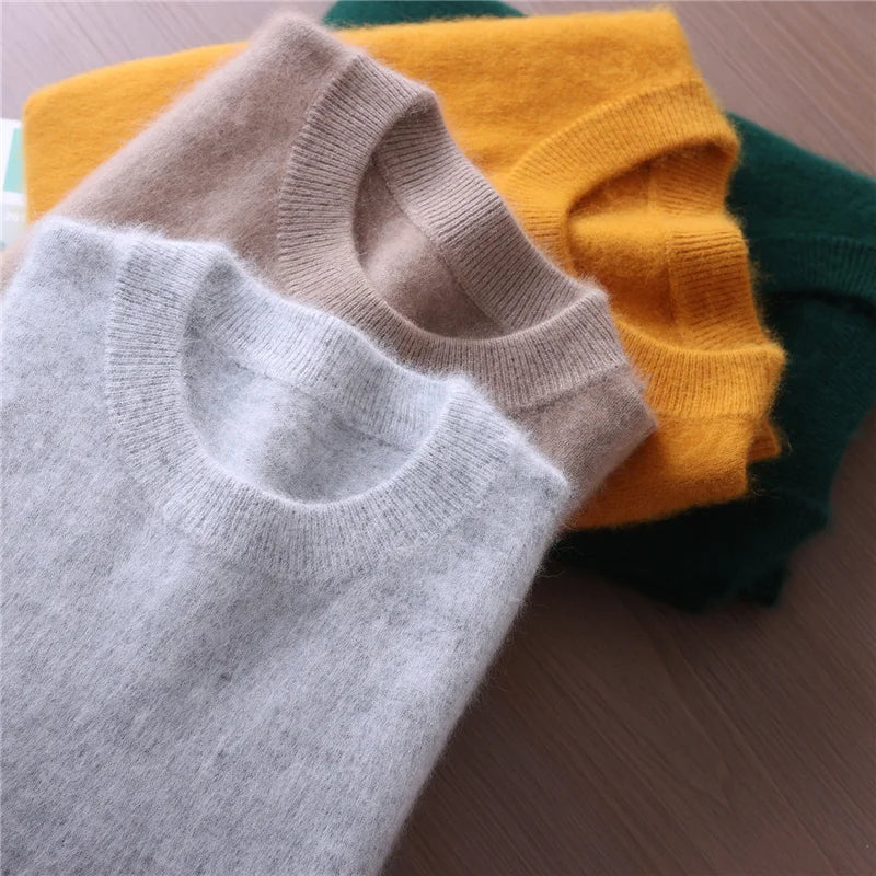 Autumn And Winter New Women's Semi-high-necked Mink Cashmere Sweater Wool Knitted Bottom Shirt