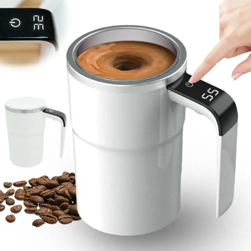 Electric Self-stirring Coffee Mug Magnetic Stirring Cup Rechargeable Automatic Mixing Cup w/LCD Thermometer