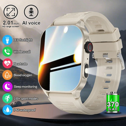 LIGE New Men Smart Watch Flashlight 2.01" HD Large Screen AI Voice Bluetooth Call Sport Watches Health Monitor Smartwatch Women