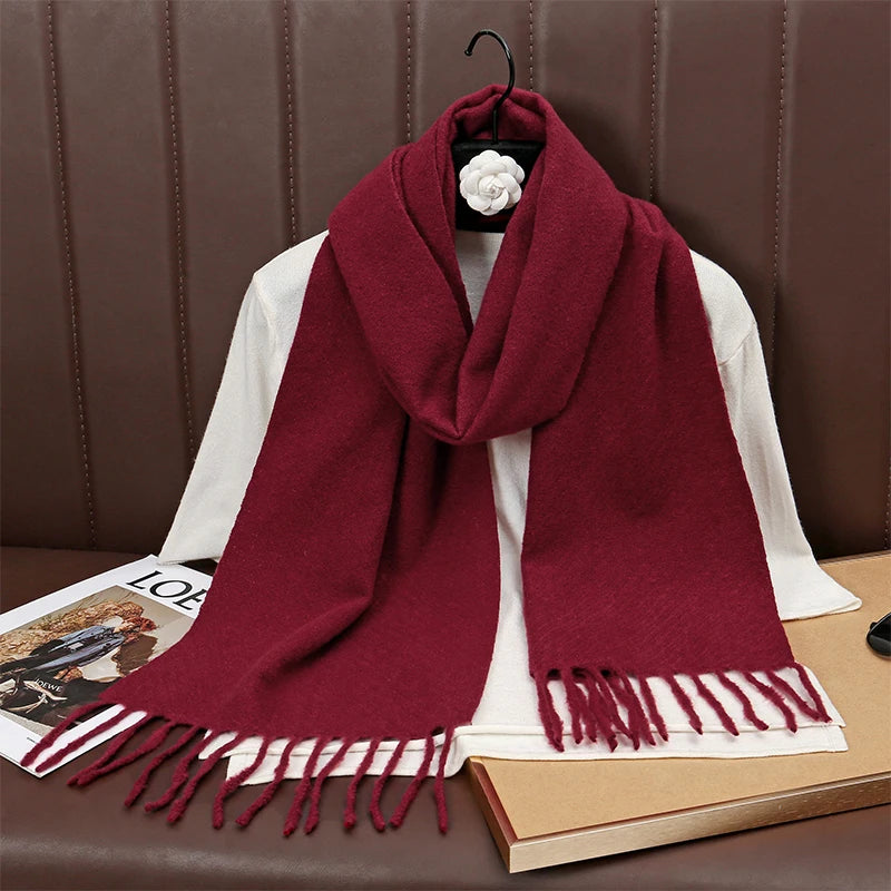 New Winer Warm Cashmere Scarf for Women Fashion Solid Thick Blanket Pashmina Shawl Wrap Female Bufanda Echarpe Foulard 2025