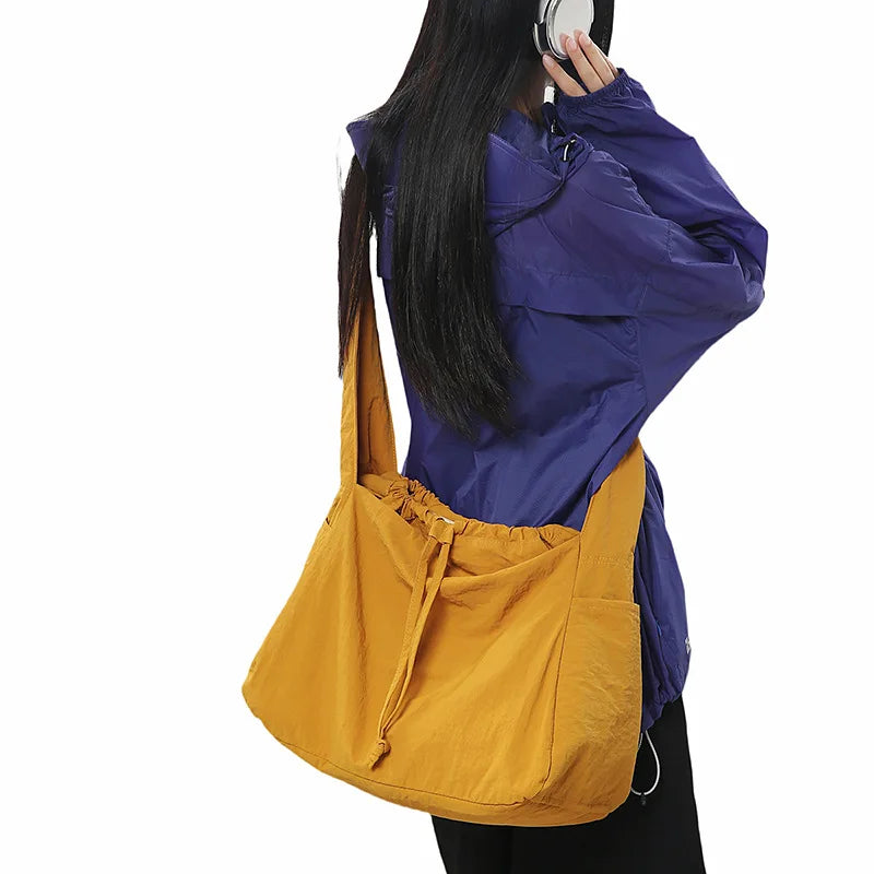 Drawstring Bucket Bag Women Large Capacity Lightweight Shoulder Crossbody Tote Soft Casual Handbag for Daily Work Travel