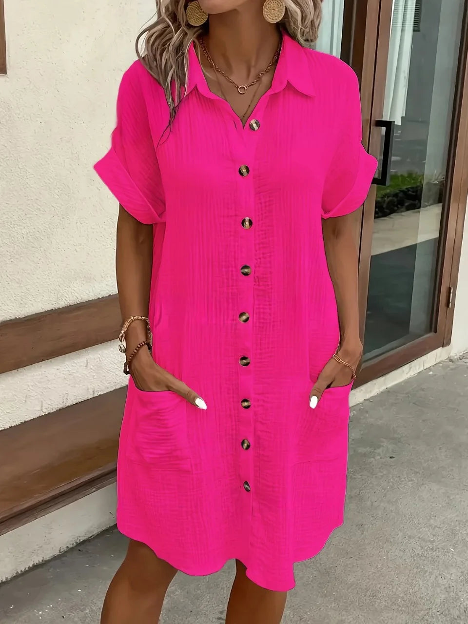 Fashion Casual Cotton Linen Style Dress Woman Short Sleeved Loose Dresses for Women Harajuku Long Shirts