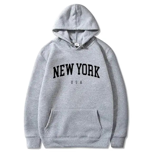 Men / Women New York U.S.A City Hoodies Fashion Letter Printed Graphic Sweatshirts Loose Casual Harajuku Hooded Pullover Sportwear