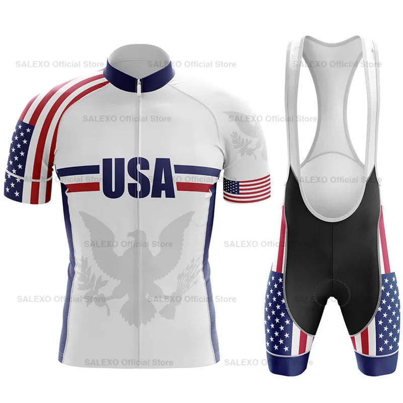 2026 USA Cycling Kit Men's Racing Team Cycling Jersey Set Summer MTB Maillot Bicycle Clothes Outdoor Equipment Cycling Clothing