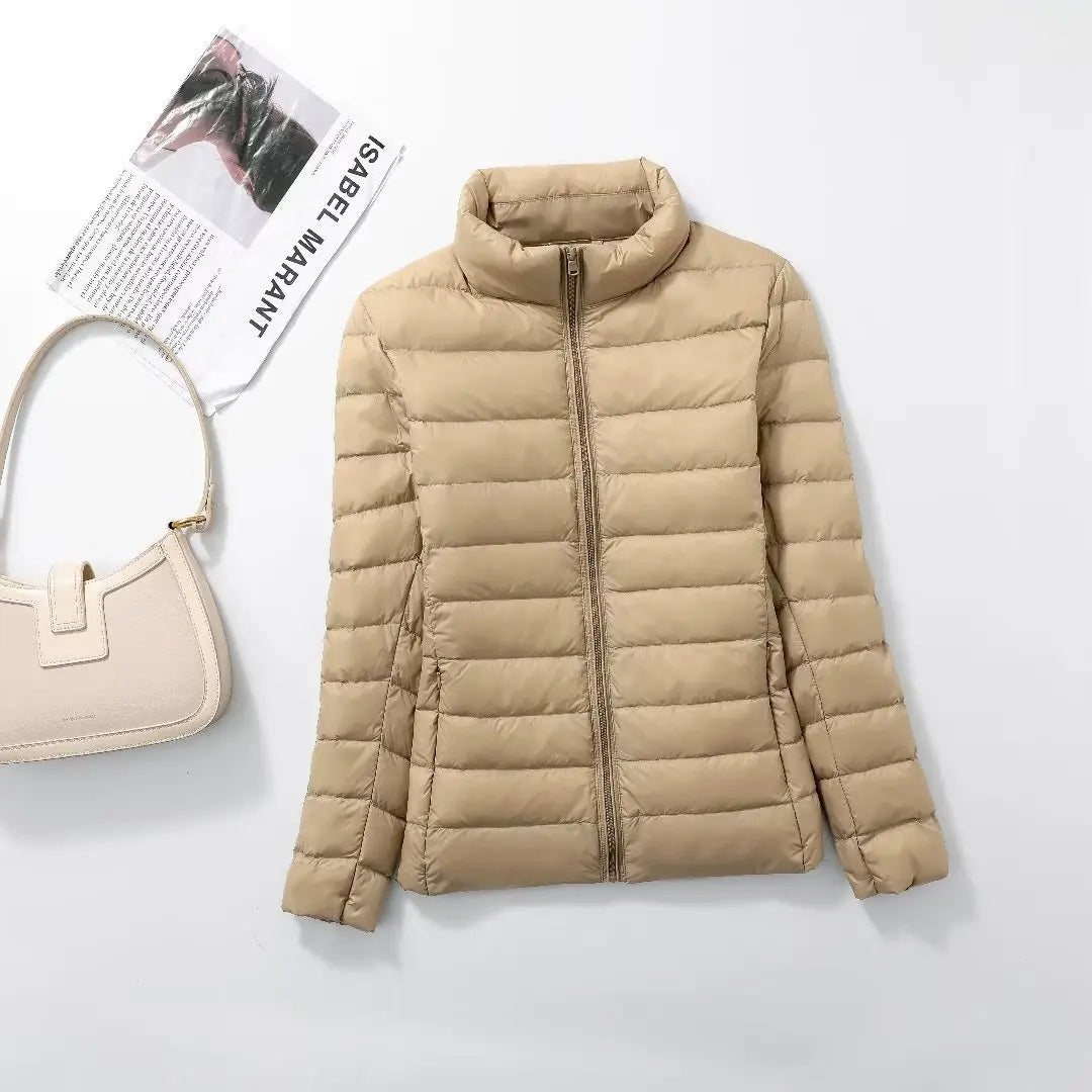 Women Short Puffer Jacket 2026 New Fashion Stand Collar Lightweight Water-Resistant Packable Female Down Parka Casual Coat