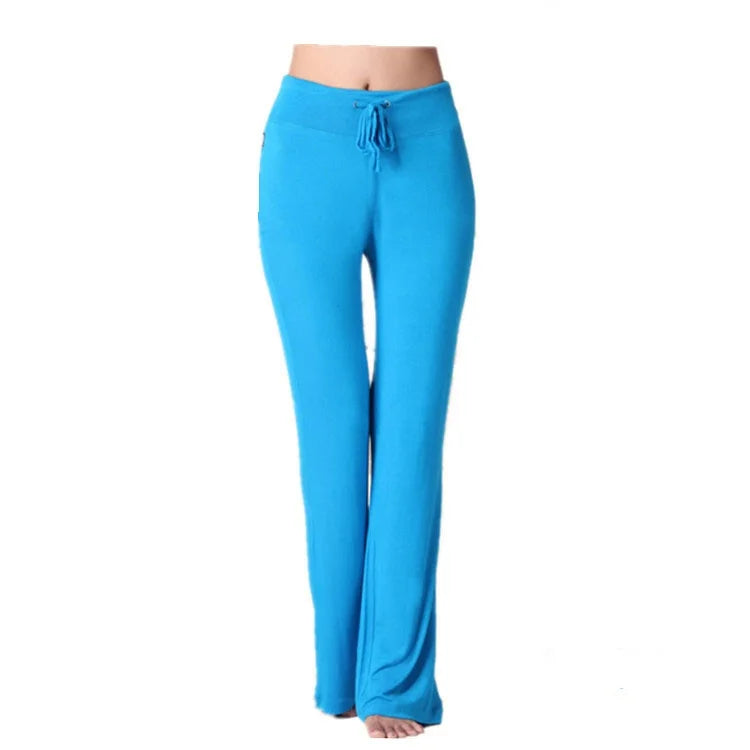Women Leggings Wide Leg Flare Pants With Pockets Drawstring Sports Trousers High Waist Flared Yoga Leggings Fitness Running Jogg