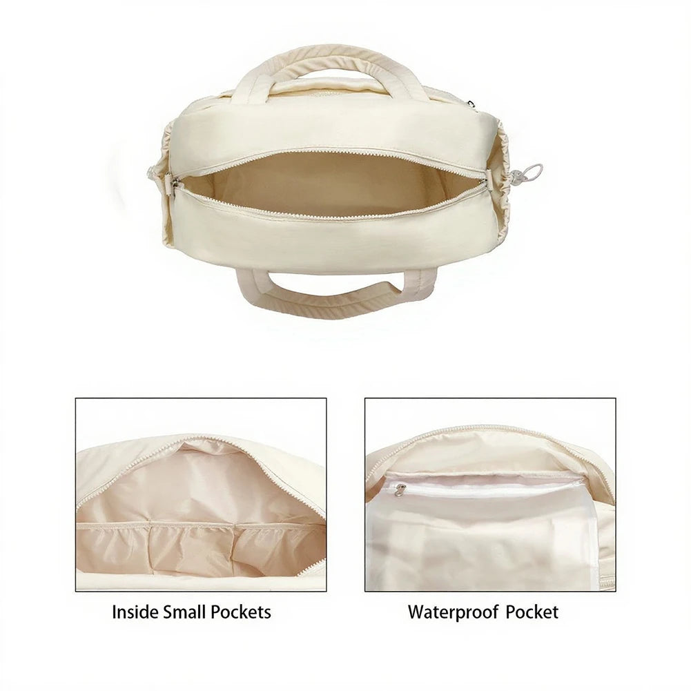 Quilted Puffer Gym Bag with Wet Pocket Carry on Bag Large Weekender Overnight Bag Gym Tote Bag Shoulder Bag for Women Travel