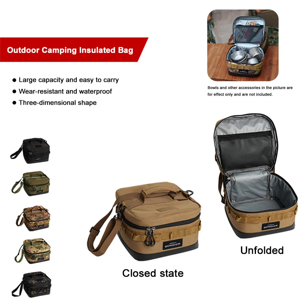 Large Picnic Ice Bag 900D Cloth Camping Travel Organizer Waterproof Large Insulated Picnic Lunch Bag Box for Camping Hiking Trip
