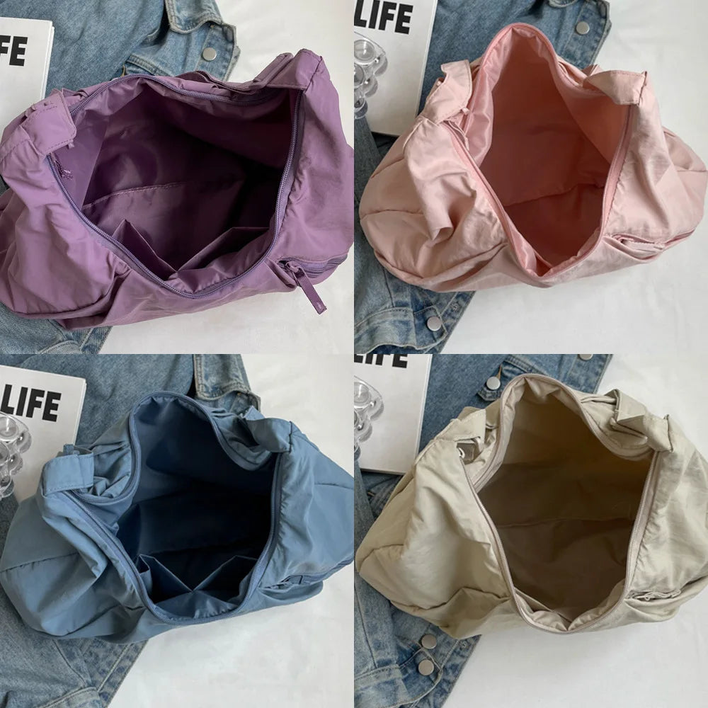 Nylon Shoulder Bags Tote Bag Large Capacity Casual Dumpling Bag Solid Color Fold Oxford Cloth Underarm Bag Girls