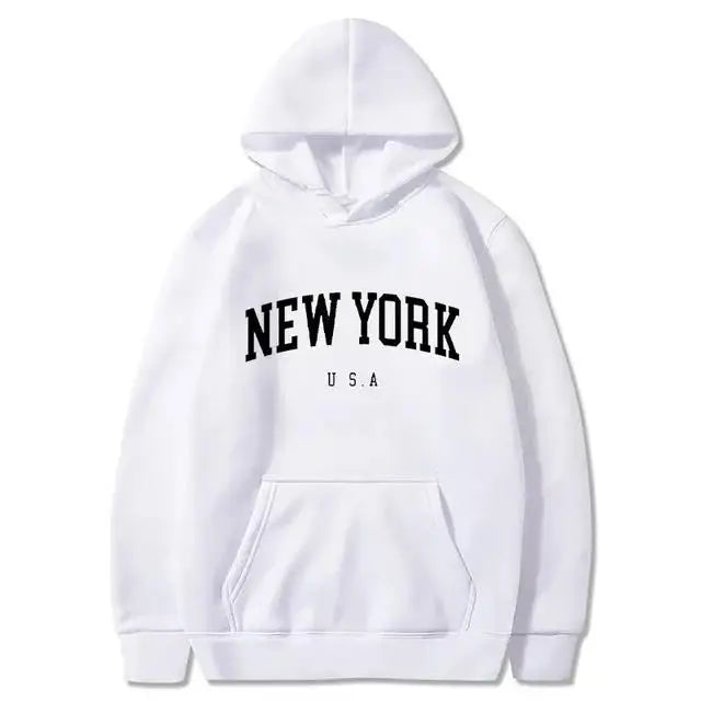 Men / Women New York U.S.A City Hoodies Fashion Letter Printed Graphic Sweatshirts Loose Casual Harajuku Hooded Pullover Sportwear