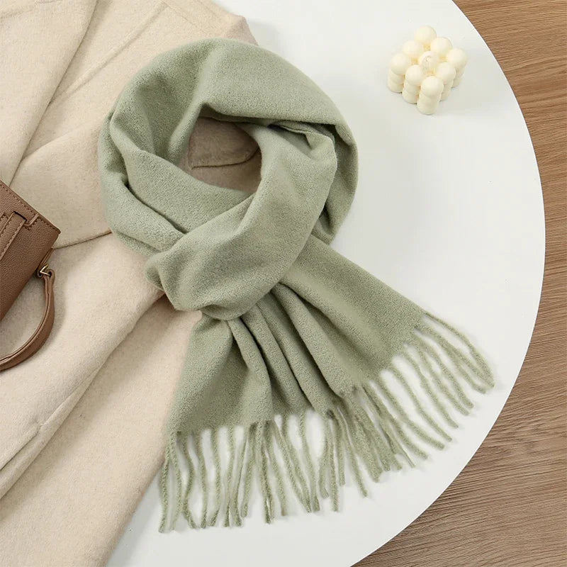 New Winer Warm Cashmere Scarf for Women Fashion Solid Thick Blanket Pashmina Shawl Wrap Female Bufanda Echarpe Foulard 2025
